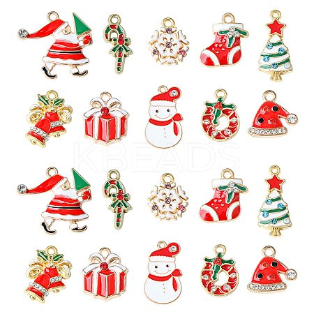 20Pcs 10 Styles Christmas Alloy Enamel Pendants ENAM-CJ0004-49-1