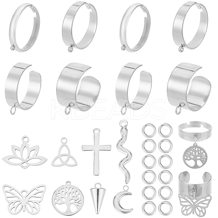 DIY Stainless Steel Charms Cuff Ring Making Kit DIY-SC0026-05P-1