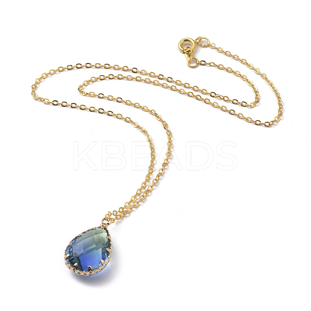 Imitation Tourmaline K9 Glass Pendant Necklaces NJEW-JN02612-04-1