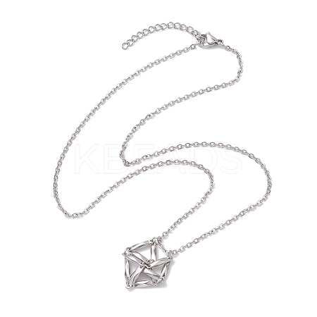 Crystal Stone Cage Pendant Necklaces NJEW-JN04757-01-1