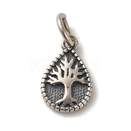 925 Sterling Silver Teardrop with Tree of Life Charms STER-K180-04AS-1