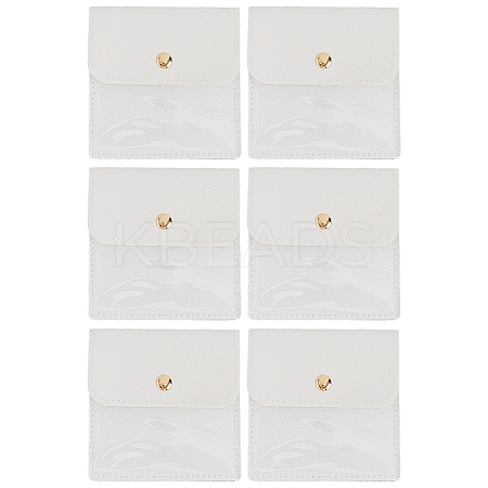 6Pcs PU Leather Jewelry Storage Bags with Iron Button ABAG-CL0001-22A-1