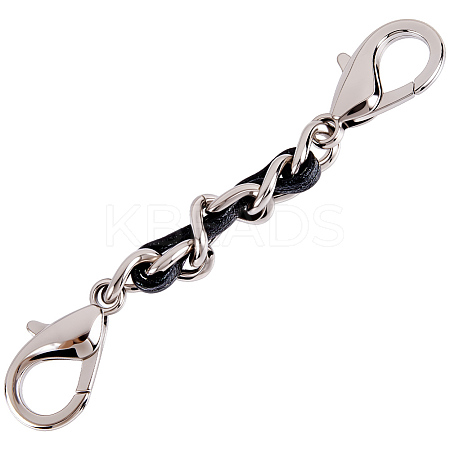 1Pc Black PU Leather Alloy Crub Chain Purse Strap Extenders for Purse Making PURS-CL0001-10A-1