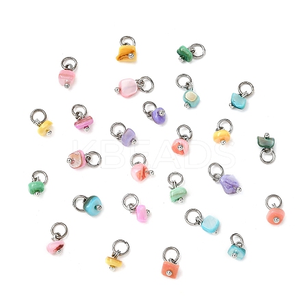 Dyed Natural Freshwater Shell Nuggets Charms PALLOY-JF04375-02-1