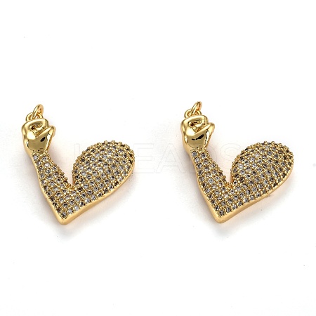 Brass Micro Pave Clear Cubic Zirconia Pendants ZIRC-L100-014G-1