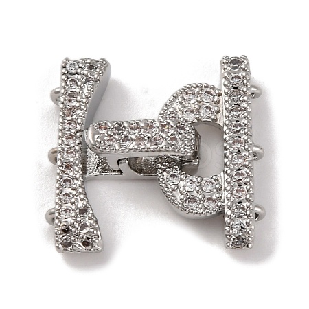 Brass Micro Pave Clear Cubic Zirconia Fold Over Clasps KK-C076-03P-1