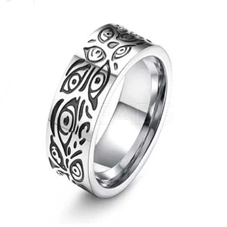 Antique Silver 201 Stainless Steel Finger Ring LS-PW-WG24623-11-1