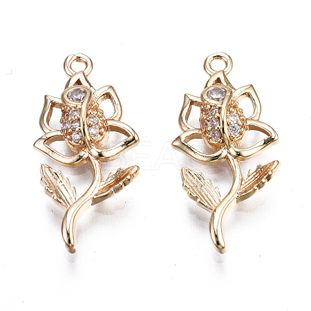 Brass Micro Pave Clear Cubic Zirconia Pendants KK-S359-105-RS-1