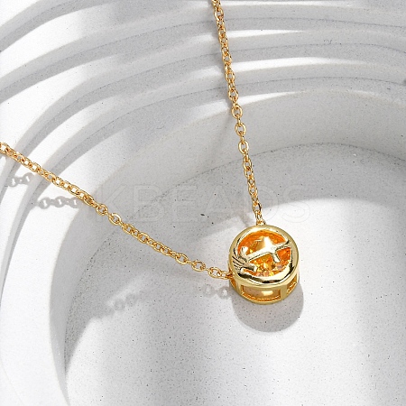 Brass Pave Cubic Zirconia Birth Stone Constellation Pendant Cable Chain Necklaces NJEW-D334-01G-04-1