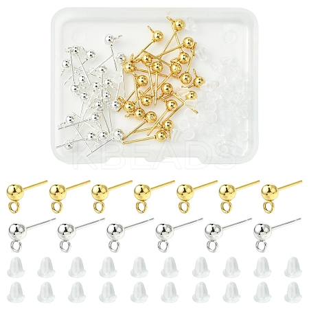 40Pcs 2 Colors 304 Stainless Steel Stud Earring Findings STAS-FS0001-57-1
