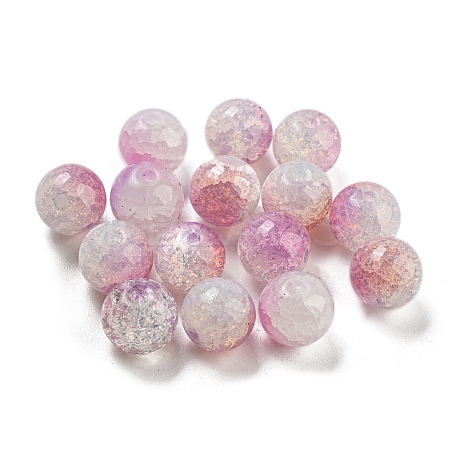Transparent Spray Painting Crackle Glass Beads GLAA-L046-01A-06-1