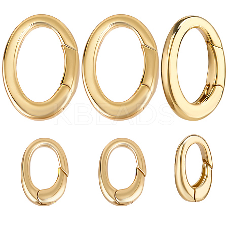 8Pcs 2 Styles Rack Plating Brass Spring Gate Rings KK-BBC0014-15-1