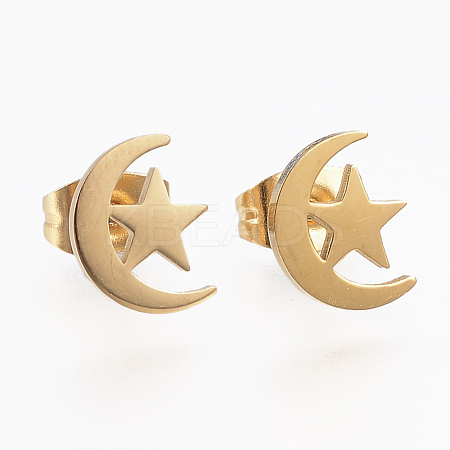 304 Stainless Steel Stud Earrings EJEW-H350-27G-1