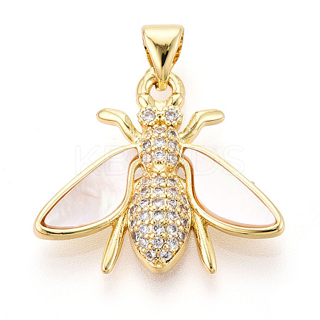 Brass Micro Pave Clear Cubic Zirconia Pendants KK-N268-28G-1