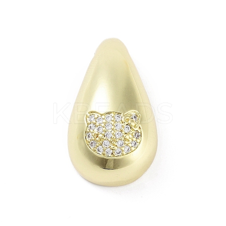 Rack Plating Brass Micro Pave Clear Cubic Zirconia Pendants KK-H474-18G-04-1
