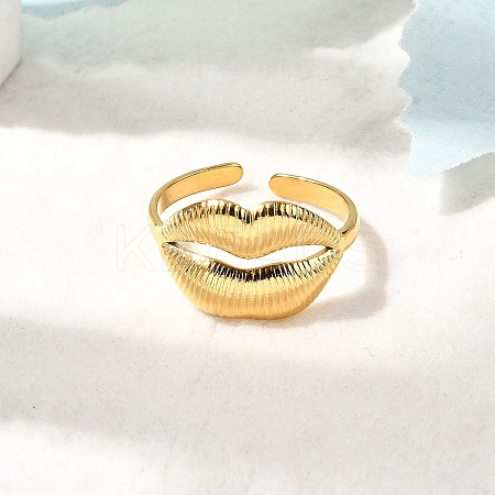 304 Stainless Steel Lip Cuff Rings for Women RJEW-Z110-01G-1