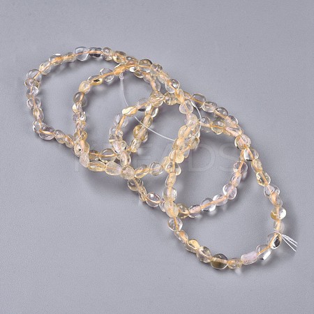 Natural Citrine Bead Stretch Bracelets BJEW-K213-66-1