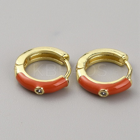 Enamel Hoop Earrings with Clear Cubic Zirconia EJEW-WH0004-39B-1