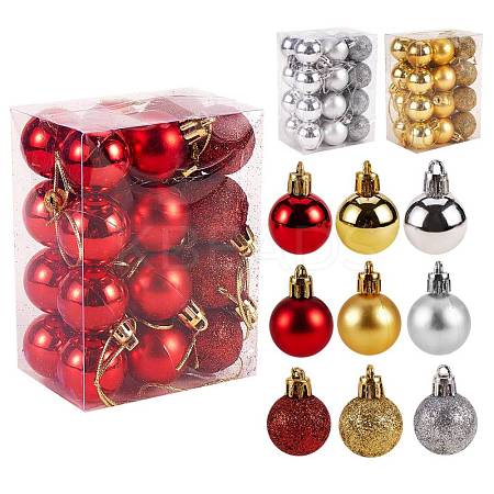3 Boxes 3 Style Christmas Ball Plastic Ornaments AJEW-SZ0001-86-1