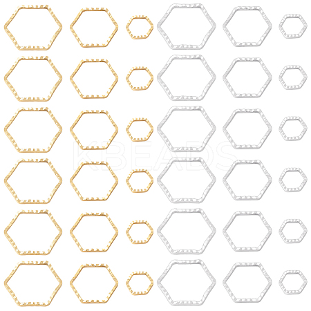 BENECREAT 48Pcs 6 Style Brass Linking Rings KK-BC0009-42-1