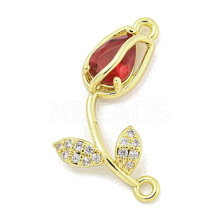 Rack Plating Brass Micro Pave Clear Cubic Zirconia Flower Connertor Charms KK-Z043-03A-1