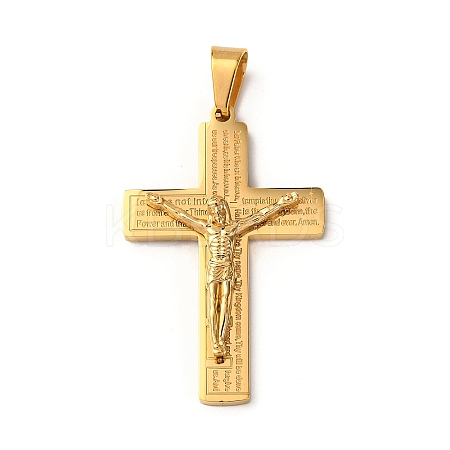304 Stainless Steel Religion Jesus Cross Pendants STAS-F323-07G-1