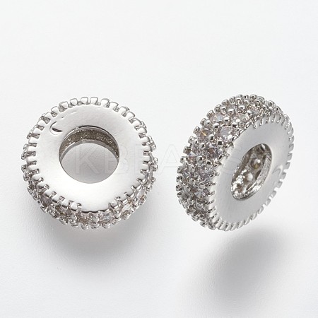 Long-Lasting Plated Brass Micro Pave Cubic Zirconia Bead Spacers KK-G289-07A-1