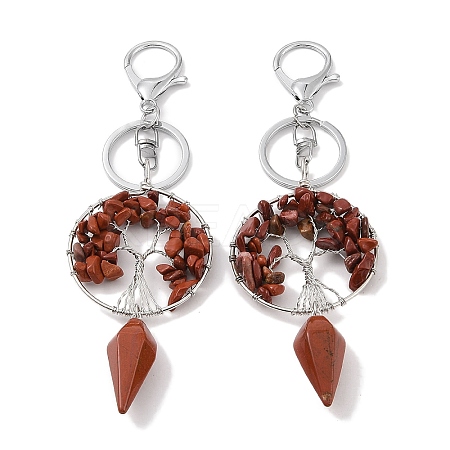 Natural Red Jasper Gemstone Keychain KEYC-K022-01P-14-1