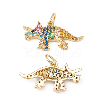 Rack Plating Brass Micro Pave Colorful Cubic Zirconia Pendants ZIRC-C040-48C-G-1