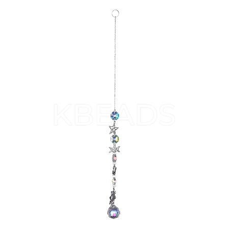 AB Color Plated Crystal Teardrop Big Pendant Decorations HJEW-G019-03H-1
