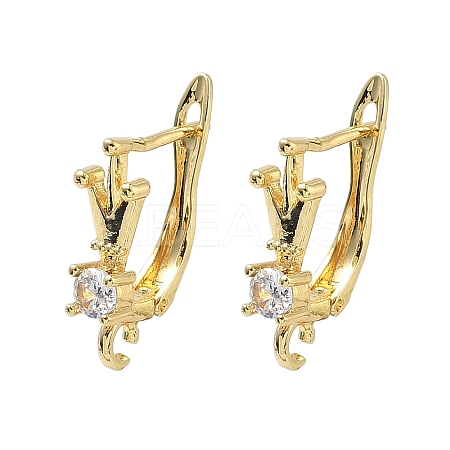 Brass Micro Pave Clear Cubic Zirconia Hoop Earring Findings KK-Z143-07G-1