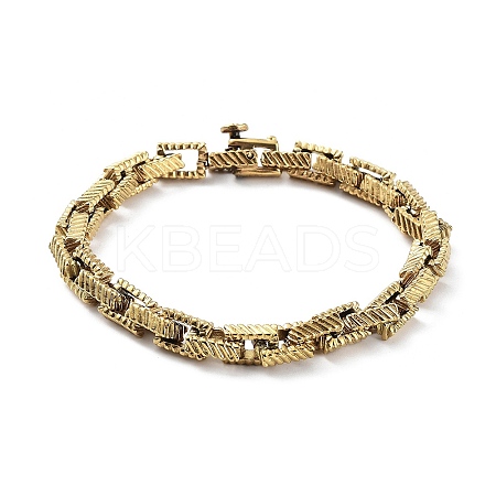 Ion Plating(IP) 304 Stainless Steel Striped Rectangle Link Chains Bracelets for Men & Women BJEW-D031-28G-1