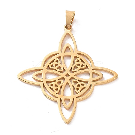 304 Stainless Steel Hollow Pendants STAS-P313-02G-1
