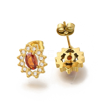 Ion Plating(IP) 304 Stainless Steel Stud Earrings EJEW-H018-01G-04-1