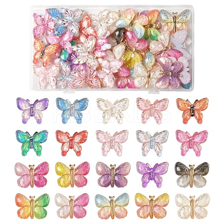 40Pcs 2 Styles Printed Translucent Acrylic  Pendants MACR-FS0002-04-1