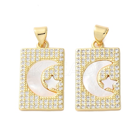 Brass Micro Pave Cubic Zirconia Pendants KK-U070-15G-1