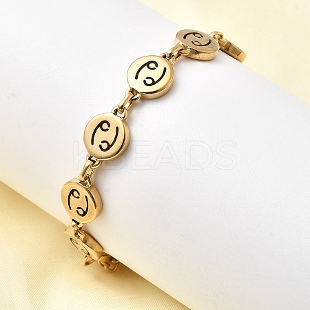 12 Constellations 304 Stainless Steel Link Chain Bracelets BJEW-I239-01G-05-1