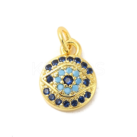 Real 18K Gold Plated Rack Plating Brass Micro Pave Cubic Zirconia Pendants Charms KK-S396-01F-1