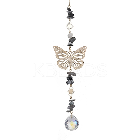 Butterfly Brass Pendant Decorations HJEW-TA00131-03-1