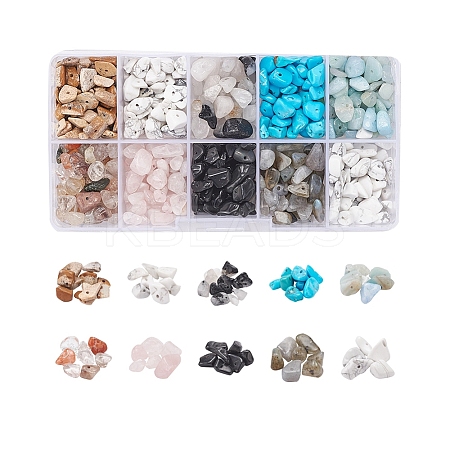 150g 10 Style Gemstone Chip Beads Strands G-YW0001-02-1