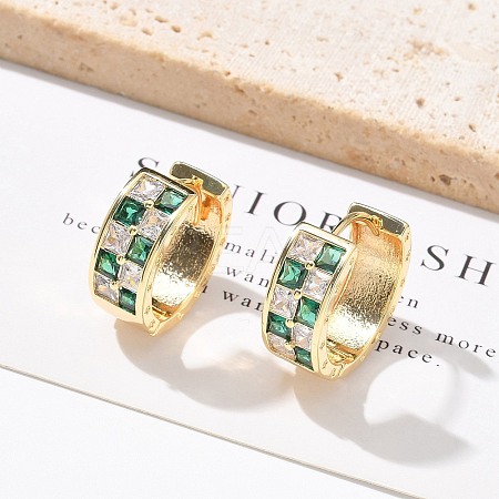 Brass Micro Pave Cubic Zirconia Hoop Earrings EJEW-H152-01B-G-1