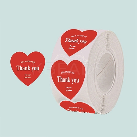 500Pcs Heart with Thank You Roll Stickers X-DIY-U008-01D-1