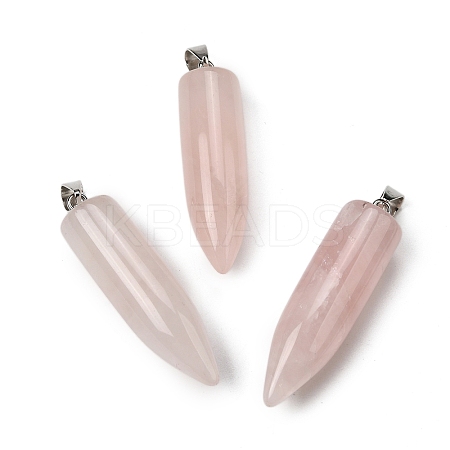 Natural Rose Quartz Pointed Pendants G-F820-12V-1