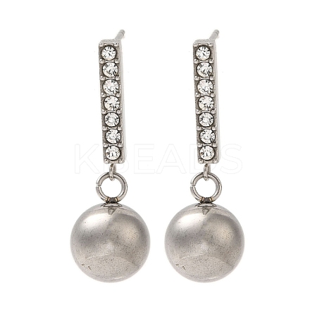 304 Stainless Steel Inlay Rhinestone Stud Earrings for Women EJEW-M024-06A-P-1