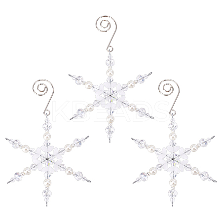 Christmas Snowflake Glass Pendant Decoration HJEW-GO00060-1
