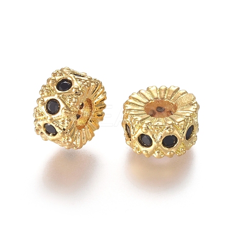 Brass Micro Pave Cubic Zirconia Spacer Beads ZIRC-L088-04A-G-1