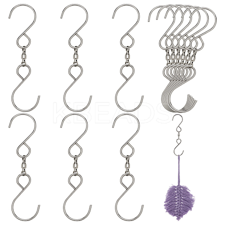 12Pcs 201 Stainless Steel Swivel S Hooks FIND-FG0003-65-1