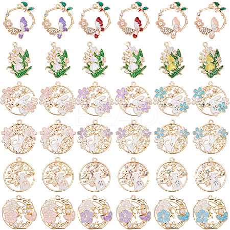 36Pcs 18 Styles Rack Plating Alloy Enamel Pendants FIND-SC0012-30-1