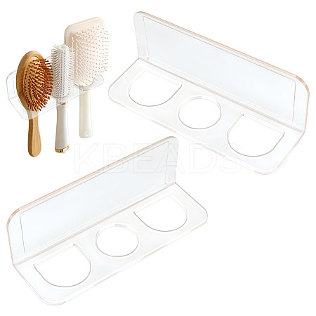 3-Slot Rectangle Acrylic Wall Mounted Comb Organizer Holder for Bathroom ODIS-WH0043-218B-1