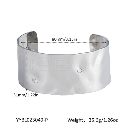 Hammered 304 Stainless Steel Wide Bangles RN6734-2-1